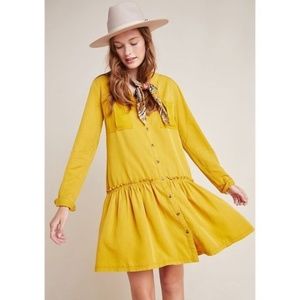 Anthropologie Maeve Marlie Button Front Tunic Size 4  Mustard Yellow